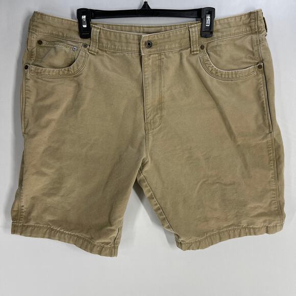 Eddie Bauer Mens Cargo Shorts Size 42 Tan Heavyweight 100% Cotton Y2K Gorpcore - Picture 1 of 8